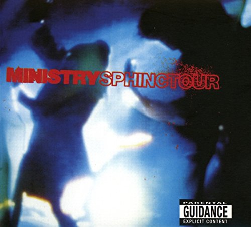 Ministry “Sphinctour” CD cover: blue, blurred image with red text.