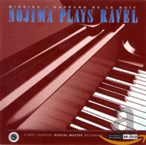 CD cover: pianist Minoru Nojima playing Ravel, with piano keys visible.