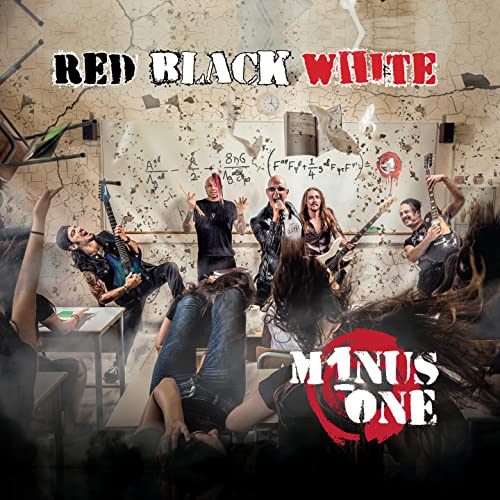 CD cover for "Minus One" featuring a band in a chaotic classroom.