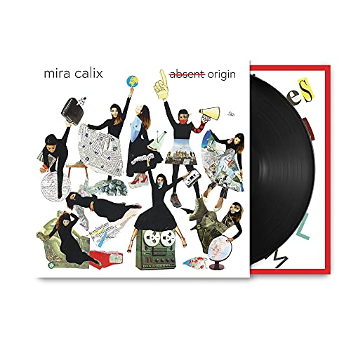 Mira Calix “absent origin” vinyl record with collage-style cover art.