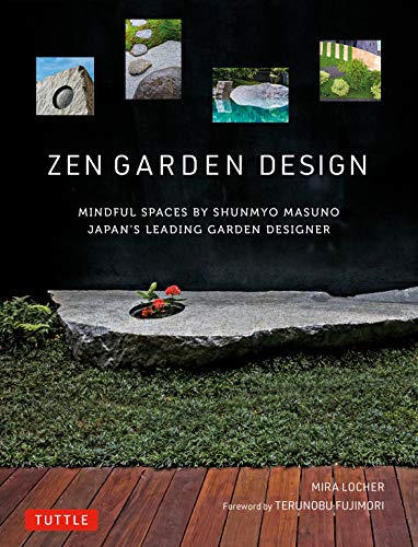 Book cover featuring zen garden images and title “Zen Garden Design.”