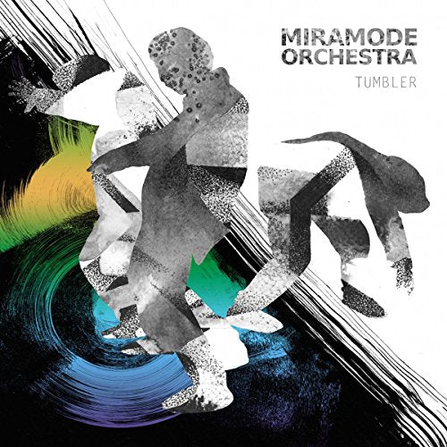 Vinyl album cover with abstract black and white figures on a white background.