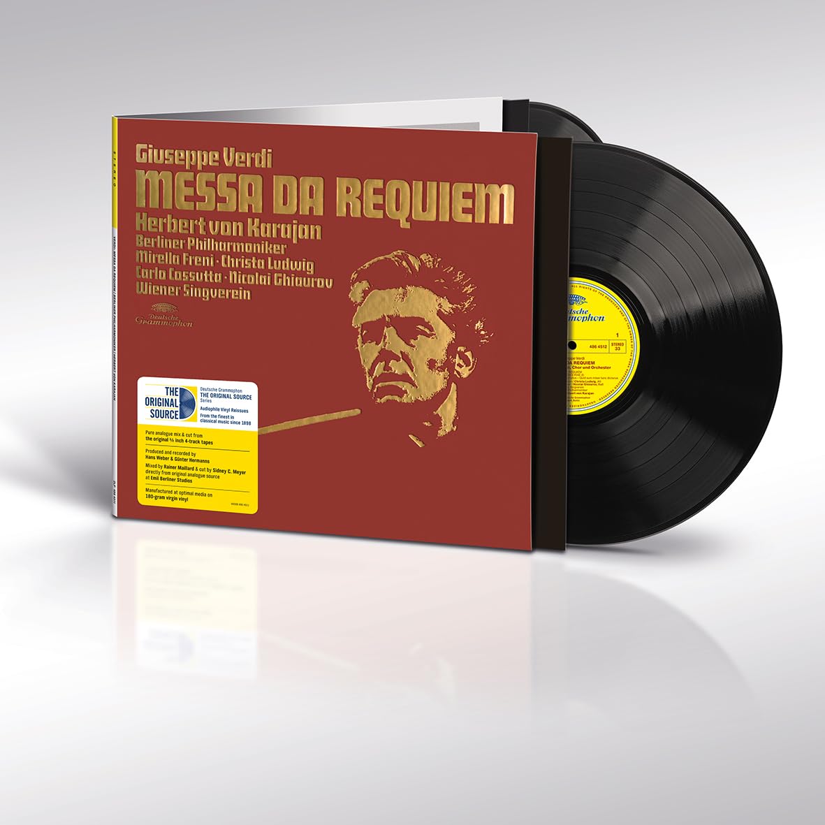 Verdi’s “Messa da Requiem” vinyl record and album cover featuring Herbert von Karajan.