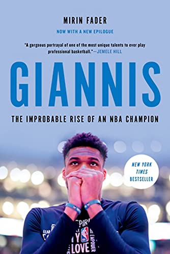 Book cover featuring Giannis Antetokounmpo, a basketball player, in portrait.