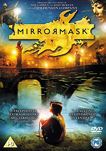 Mirrormask DVD cover featuring a boy, fantastical creatures, and a bridge.