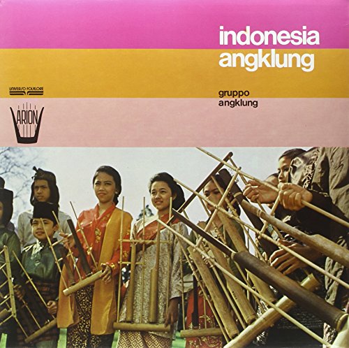 Vinyl record cover featuring Indonesian musicians playing angklung instruments.