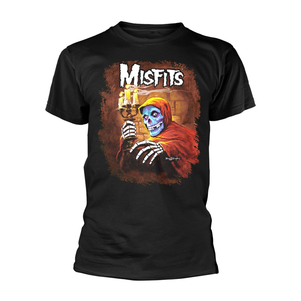 Black Misfits t-shirt with a skull and hooded figure graphic.