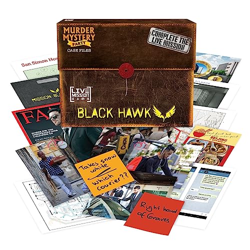 Brown leather-style case file box surrounded by scattered documents, photos, and colorful notes.