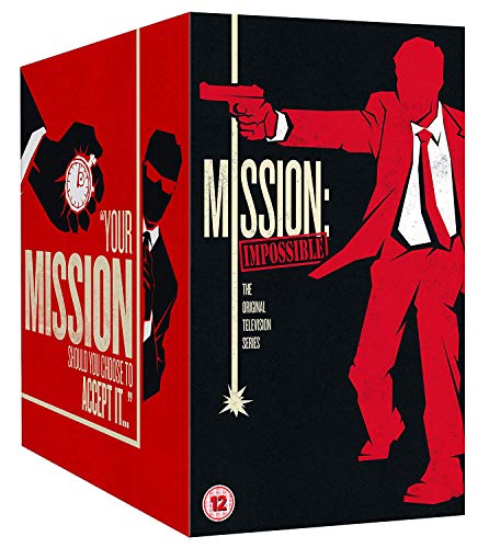 Mission: Impossible" DVD cover with silhouetted figures, a gun, and a ticking clock.
