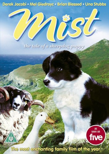 DVD cover for "Mist," featuring a black and white sheepdog puppy.