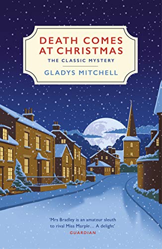 Book cover: snowy village scene with title “Death Comes at Christmas.”