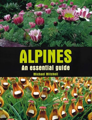 Book cover featuring alpine flowers, titled "Alpines: An essential guide.