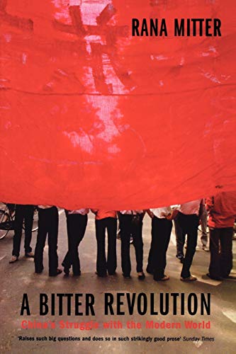 Book cover showing people standing under a large red banner with black text.