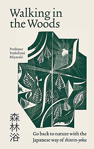 Book cover titled Walking in the Woods with a green abstract forest illustration.