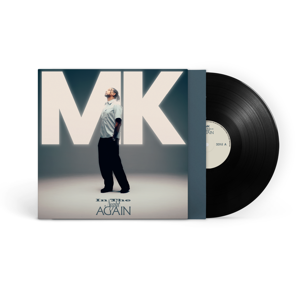 Vinyl record and album cover featuring artist MK in blue tones.