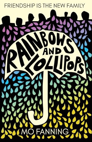 Book cover with rainbow, umbrella, and colorful teardrop shapes.