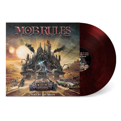 Mob Rules" album cover and red vinyl record, post-apocalyptic fantasy art.