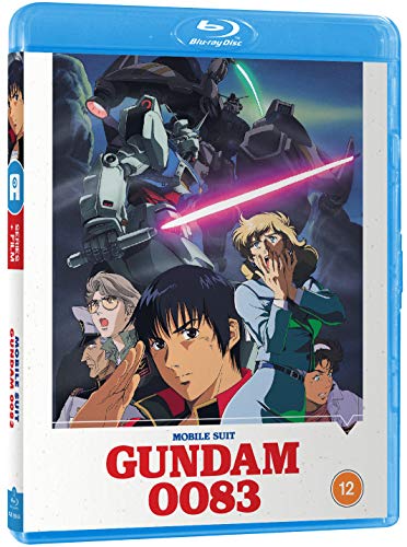 Mobile Suit Gundam 0083 Blu-ray cover featuring anime characters and a giant robot.