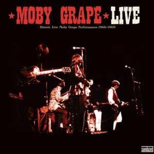 Moby Grape Live vinyl album cover featuring a band performing onstage.