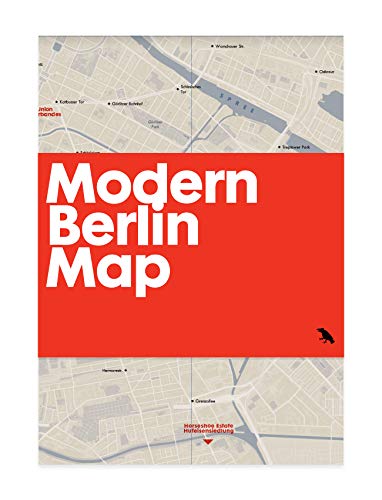 Red and white map cover displaying “Modern Berlin Map” and city streets.