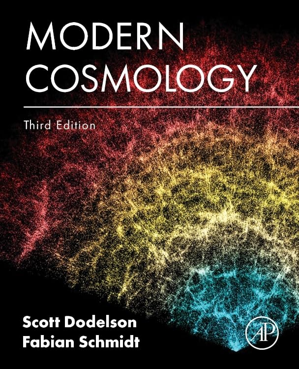 Book cover: "Modern Cosmology," third edition, with colorful cosmic web image.