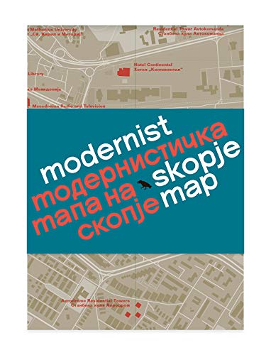 Map cover with red text, architectural icons, and a black cat silhouette.