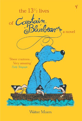 Book cover: blue bear with small pirate figures on a wave.
