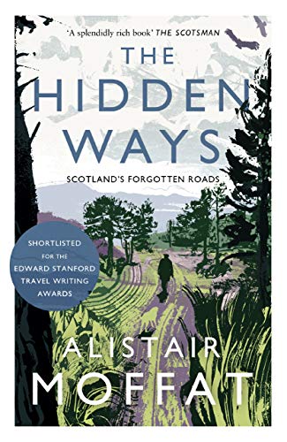 Book cover illustration showing a person walking down a path through a Scottish landscape.
