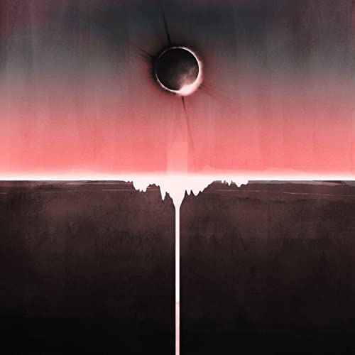 Solar eclipse over a dark landscape, album cover for Mogwai.