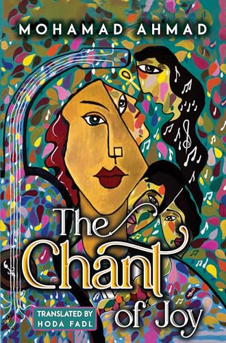 Book cover: “The Chant of Joy” with abstract faces and colorful patterns.