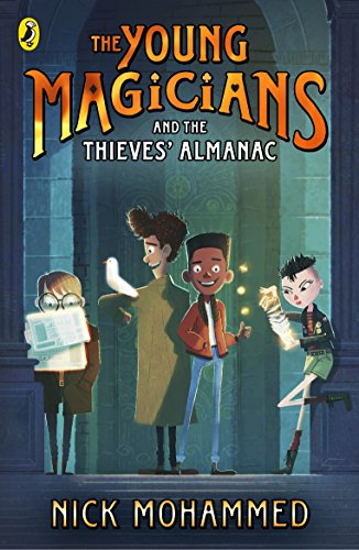 Book cover with four young characters and colorful, illustrated lettering.