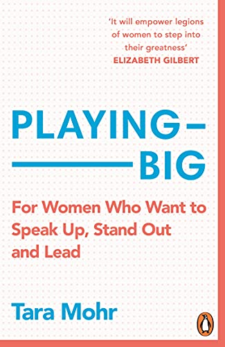 Book cover: "Playing Big" by Tara Mohr, pink background, blue text.