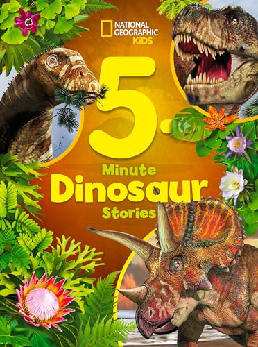 Book cover featuring a T-Rex, Triceratops, and other dinosaurs surrounded by lush tropical plants.