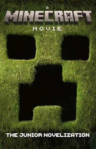 Book cover for “A Minecraft Movie: The Junior Novelization” with pixelated grass.