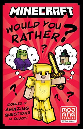 Minecraft Would You Rather" book cover with a pixelated character and question marks.