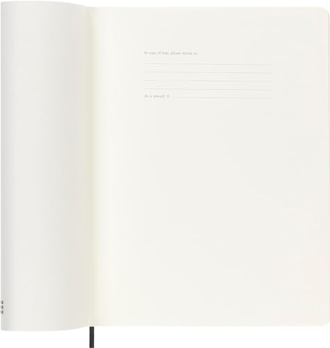 Open Moleskine notebook showing the front endpaper with contact information lines.