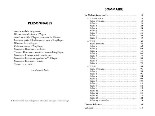 Table of contents for Molière’s “Le Malade imaginaire” study guide.