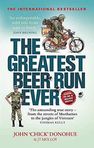 Book cover depicting a man on a motorcycle with military supplies.