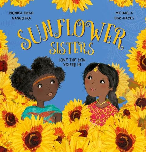 Book cover featuring two young girls with sunflowers, titled “Sunflower Sisters”.