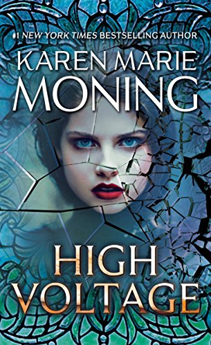 Book cover: woman’s face fractured by cracked, ornate blue glass.
