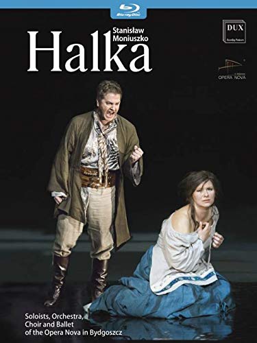 "Blu-ray cover featuring a man and woman in period costumes on a dark stage."