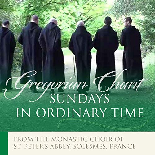 Monks in black robes walk away from the viewer, CD cover art.