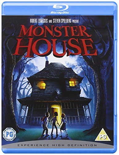 Blu-ray cover for "Monster House" featuring a spooky house and children.