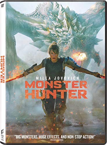 DVD cover for “Monster Hunter” featuring Milla Jovovich and a large dragon.