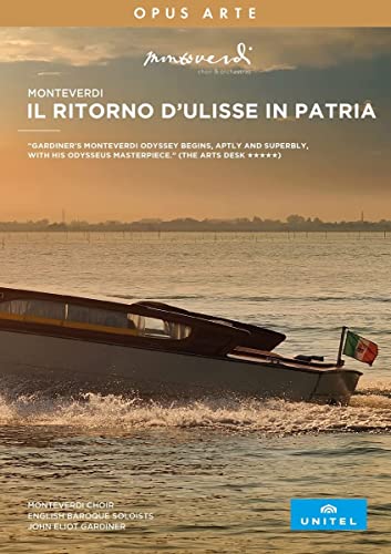 DVD cover for Monteverdi’s “Il Ritorno d’Ulisse,” featuring a speedboat.