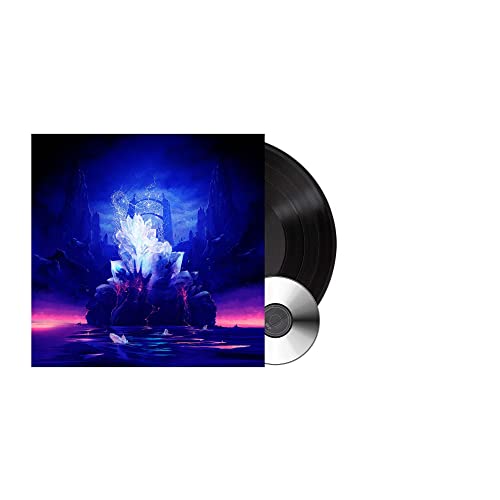Vinyl record with cover art depicting a blue, crystalline structure.