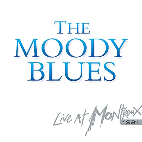 Moody Blues album cover: blue text, handwritten "Live At Montreux 1991".