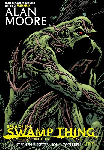Book three cover featuring the green, monstrous Swamp Thing in shadow.