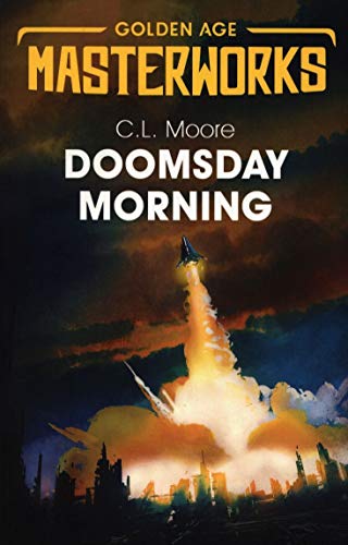 Book cover: “Doomsday Morning” depicts a spaceship launching from a burning city.