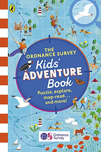 Book cover with compass design, outdoor scenes, and colorful illustrations.